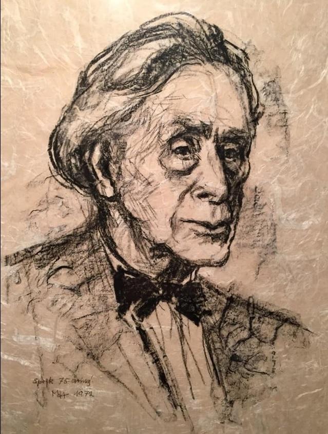 Norwegian composer Harald Sæverud, Portrait 1972 by Marianne lichtwald Hallbauer (with courtesy of Marianne's grandson Hans Hallbauer)