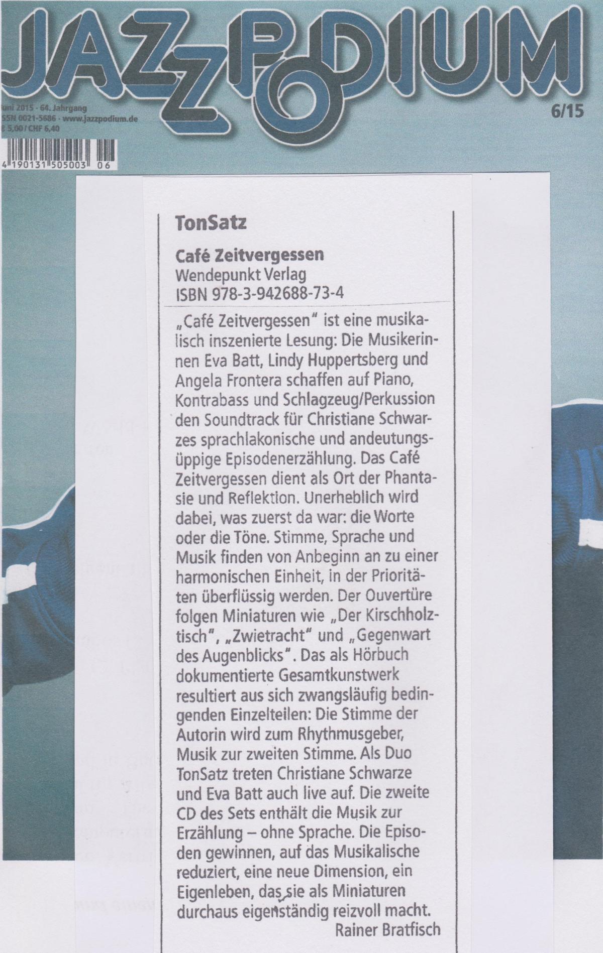 JazzPodium Rezension Cafe Zeitvergessen