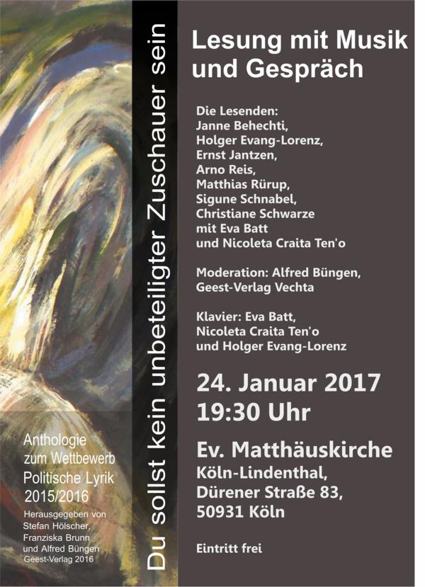 Preisträgerlesung Köln Januar 2017