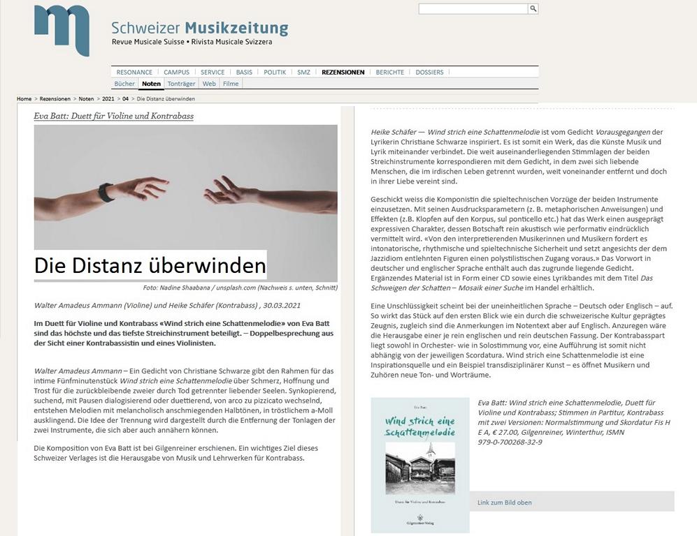 Schweizerische Musikzeitung - Doppelbesprechung Schweizerische Musikzeitung - Doppelbesprechung